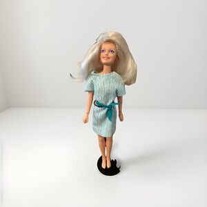 Jem Doll Vintage 80s 12” Hasbro Jerrica Blue Striped Dress